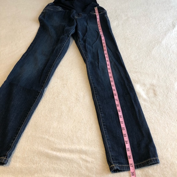 Indigo blue maternity jeans w/ embellished pockets - Picture 5 of 8